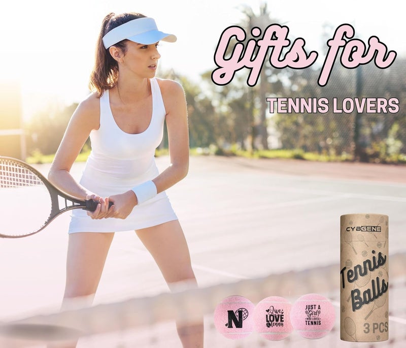 CybGene Tennis Gifts, Personalized Tennis Ball, Set of 3 Unique Tennis Balls with Gift Package, Perfect for Tennis Teammate, Partners - PNK - Image 5